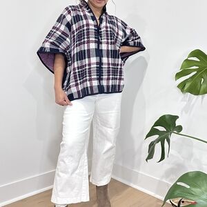 Jones New York Black and White Plaid Cape